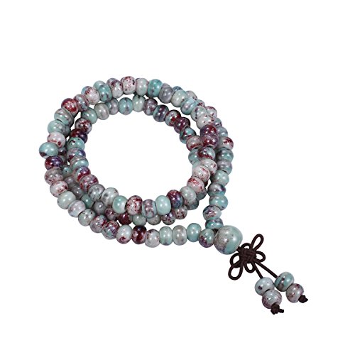 Cat Eye Jewels 108 Prayer Beads Bracelet Porcelain Buddhist Meditation Mala Beads Bracelet Necklace Fashion Cherry Turquoise(CY-H003)