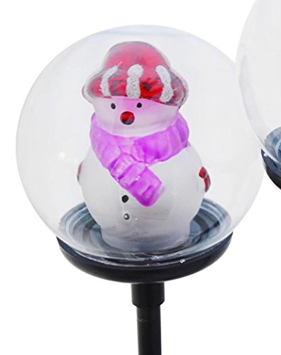 Solar Christmas Snowman Glass Ball Solar Garden Stake Light, Exquisitely hand-made Christmas Gift!
