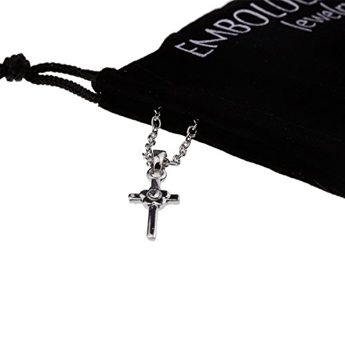 Silver Rhinestone Crystal Flower Cross Pendant I Love Jesus Necklace Lovely Religious Christian Jewelry