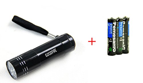 GOODFIRE New 9 LED Mini Travel Camping Outdoor Super Bright Torch Flashlight Lamp (Black)+3 x AAA Battery