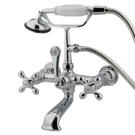 Elements of Design DT5521AX Hot Springs Wall Mount Clawfoot Tub Filler with Hand Shower, Polished Chrome