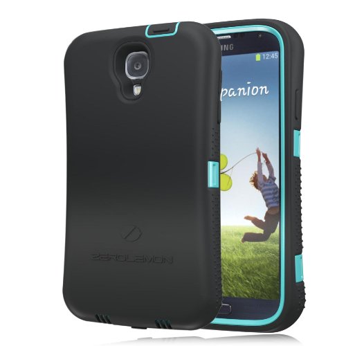 [180 days warranty] ZeroLemon Samsung Galaxy S4 ZeroShock Shockproof/Dustproof Rugged Mint Green / Viper Black Case + Holster/KickStand + Screen Protector for Original Slim & 7500mAh Extended Battery Case ***Battery NOT Included*** (Compatible with AT&T I337, Verizon I545, Sprint L720, T-Mobile M919, International I9500 & I9505) S4-R-Green/Black