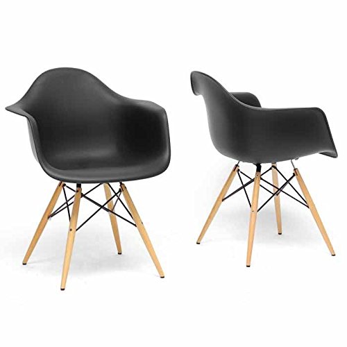 Baxton Studio Pascal Plastic Mid-Century Modern Shell Chair, Set of 2