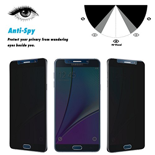 Samsung Note 5 Screen Protector,TWOBIU(TM) Anti-Spy Privacy Anti Peeping Screen Protector Anti Fingerprint Scratch Clarity 99% Touch-screen Accurate Shatterproof Tempered Glass for Samsung Note 5