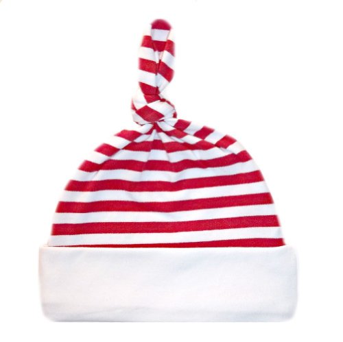 Jacqui's Unisex Baby Red and White Striped Knotted Hat - Seven Sizes!