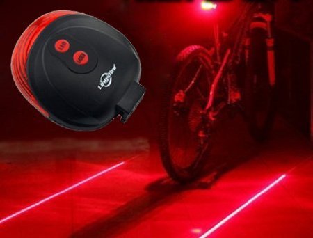 LingsFire® Bike Lane LED Laser Rear Tail Light Cycling Bicycle Road Safety