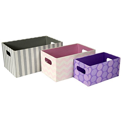 Printed Storage Bins / Organizing Boxes with Handles (Set of 3) (Multi Color)