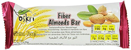 Oskri Fiber Bar, Almonds, 1.9-Ounce (Pack of 20)