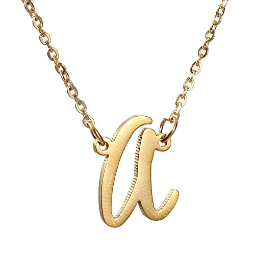 Huan Xun Gold Plated Stainless Steel Initial Pendant Necklace Best Friend Jewelry