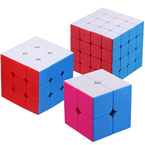 Dreampark Set of 3 Speed Cube 2x2x2, 3x3x3, 4x4x4 Stickerless Magic Cube Puzzles - 100% Money Back Guarantee!