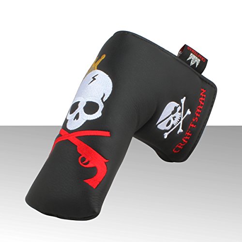 Craftsman Golf King Skull Headcover Putter Cover For Scotty Cameron Taylormade Odyssey Blade (Black)