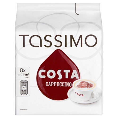 TASSIMO Costa Cappuccino coffee 16 discs, 8 servings (Pack of 5, Total 80 discs/pods, 40 servings)