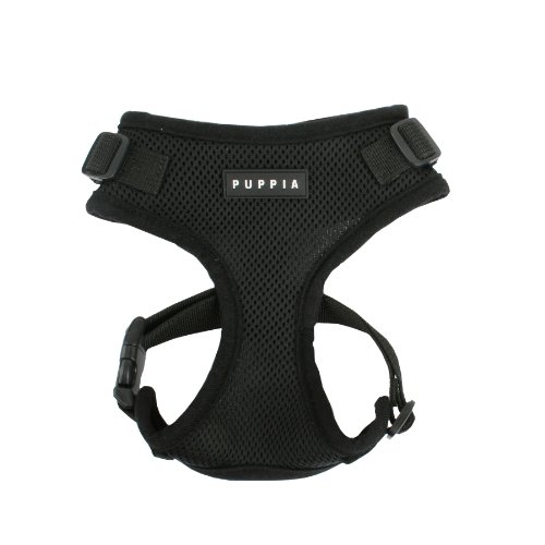 Authentic Puppia RiteFit Harness with Adjustable Neck, Black, Medium