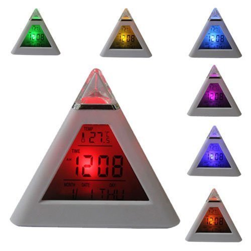 BZ Digital Alarm Clock 7 LED Color Change Pyramid