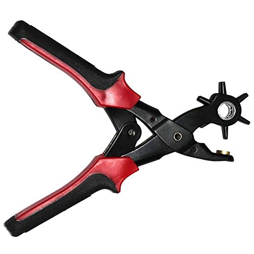Leather Belt Hole Punch Plier Belt Hole Puncher -Punches Precise and Sharp Holes -The Master Revolving Leather Belt Hole Puncher -Professional Quality Belt Hole Maker -Less Hand Strength Needed -6 Size Head Revolves -Heavy Duty 2.0mm - 4.5mm