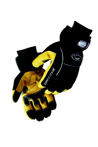 Caiman 2960-6 Extra Large Waterproof Pig Grain Leather Winter Multi Activity Gloves with Heatrac Micro Fiber Insulation, Gold and Black