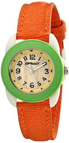 Sprout Women's ST/1060GNOR Easy-to-Read Dial Orange Organic Cotton Strap Watch