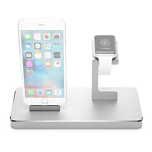 Charging Station, ZVOLTZ Multi-Charging Hub for iPhone 6/6S/7 Plus, Apple Watch Series 1&2 Elegant Dock/ Apple Charging Station /Charging Dock / Apple Charging Stand Cradle Holder - [Metallic Silver]