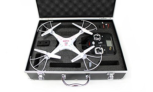 Syma X5C-1 Quadcopter Drone Bundle with Carrying Case and extra batteries! Newest 2015 X5C-1 White version