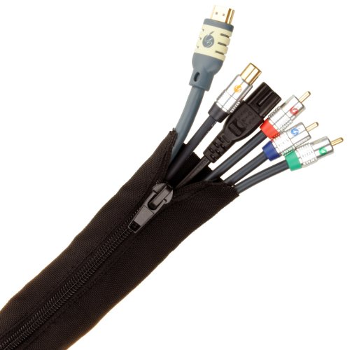 Fisual Zip Cable Tidy Wrap (30mm Dia 1m Length, Black)