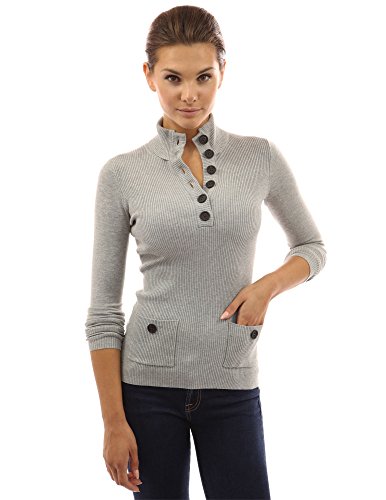 PattyBoutik Women's V Neck Button Ribbed Sweater