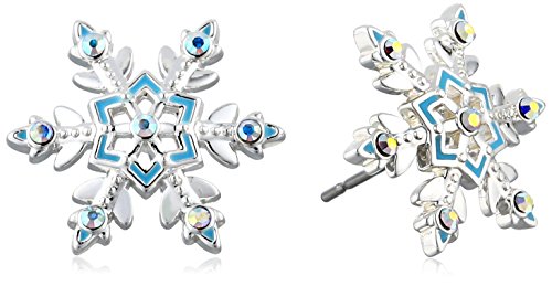 Disney Girls' Frozen Silver-Plated Crystal Snowflake Stud Earrings