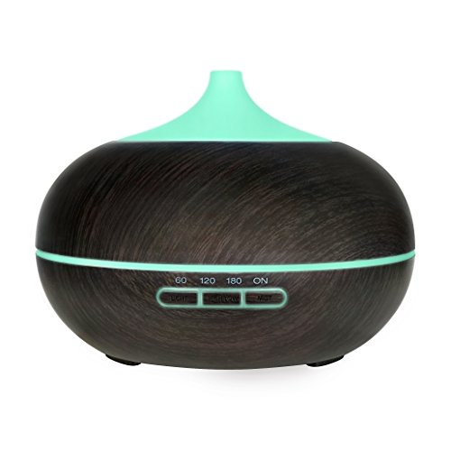 CREATIVE DESIGN 300ml Essential Oil Diffuser, Wood Grain Ultrasonic Aroma Diffuser Cool Mist Humidifier for Home Bedroom Yoga Spa (7 Color)