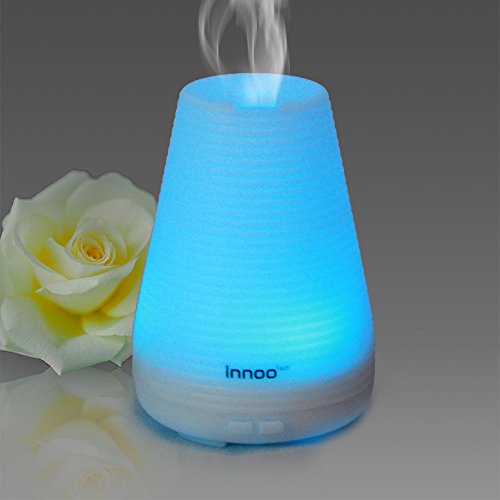 Innoo Tech Essential Oil Diffuser 100ml Aromatherapy Cool Mist Humidifier Aroma eBooks Included with Adjustable Mist Mode 7 Changing Color LED Lights Waterless Auto Shut-off for Home/Bedroom/Spa/Yoga