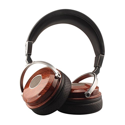 KINDEN Headphones wooden Ear-cup Over-ear Noise Cancelling Audio Stereo HiFi Music Headset with Soft Ear-pads for iPhone Samsung HTC iPad iPod (Ligth Brown)