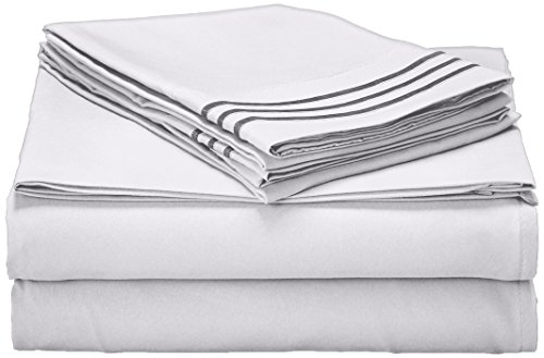 Elegant Comfort 1500 Thread Count Wrinkle Resistant Egyptian Quality Ultra Soft Luxurious 4-Piece Bed Sheet Set, Full, White