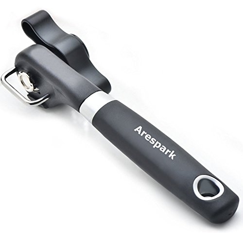Can Opener, Arespark Stainless Steel Can Tin Opener Leaves a Smooth Edge That's Safe with No Sharp Edges, Manual Smooth Edge Can Opener, Black