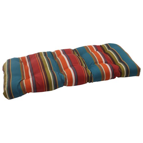 Pillow Perfect Indoor/Outdoor Westport Wicker Loveseat Cushion, Teal