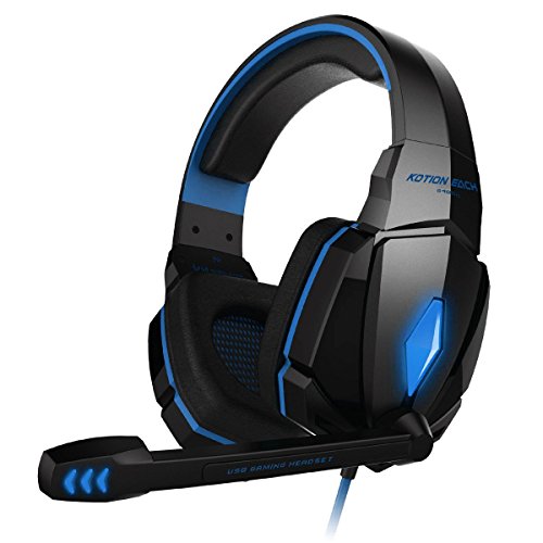PGKMALL Stereo Gaming Headphone Headset Headband with Mic Volume Control for PC Game Headphone Earphones with Volume Control Microphone HiFi Driver For Laptop Computer(Blue)