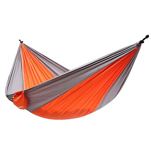 Ohuhu Camping Hammock, Tear-resistant Nylon, Orange & Gray