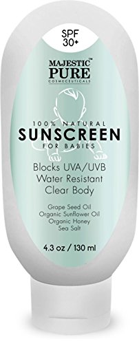 Majestic Pure Baby SPF 30+ Sunscreen, 100% Natural Formula For Superior Broad Spectrum Shielding Against UVA and Burning UVB, 4.3 oz
