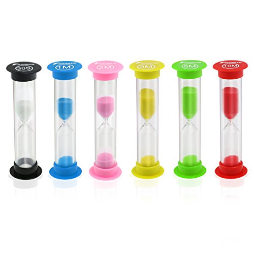 Sand Timer - Foxnovo Colorful Sandglass Hourglass Sand Clock Timer 30sec / 1min / 2mins / 3mins / 5mins / 10mins (6pcs)