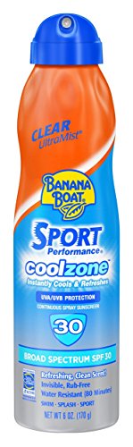 Banana Boat Sunscreen Sport Perfomance Cool Zone Broad Spectrum Sun Care Sunscreen Spray - SPF 30, 6 Ounce
