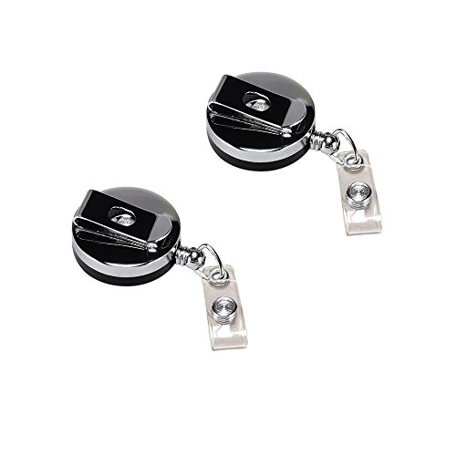 Yueton Pack of 2 Retractable Name Badges Holder ID Card Key Cards Holder Reel with Belt Clip