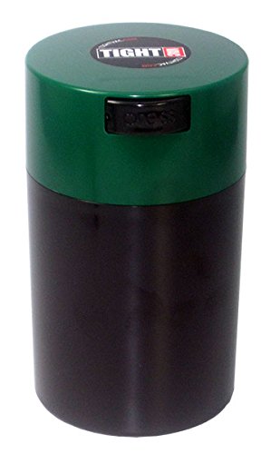 Tightvac - 1 to 6 oz Vacuum Sealed Storage Container, Dk. Green Cap & Black Body