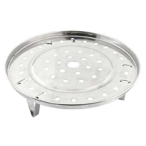 uxcell Metal Steaming Rack Tray w Stand for Cooker Silver Tone