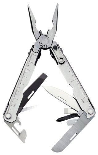 SOG Specialty Knives & Tools S31-N Paratool Multi-Tool with Straight Edge 2.75-Inch Steel Blade and Black Nylon Sheath, 14-Tools Combined, Satin