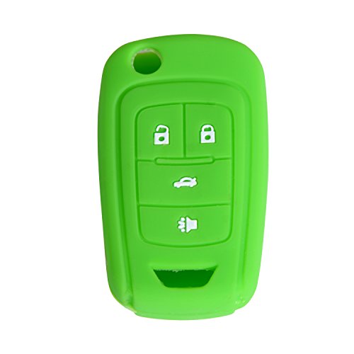 Protecting Bag Green Silicone key Case Cover For 4 Buttons Chevrolet Flip Key Case Shell Equinox Cruze Sonic Camaro
