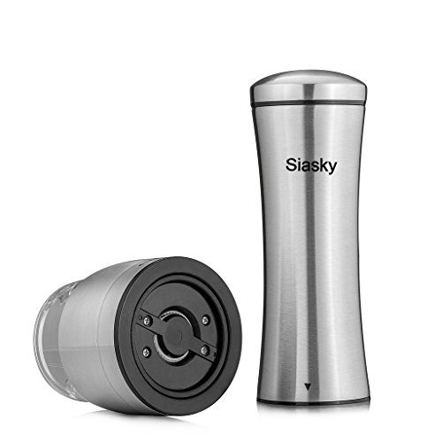 Siasky Manual Salt / Pepper Mills Stainless Steel Spice Grinder with Premium Quality Clear Acrylic Construction Ceramic Blade and Easy Twist Technology 8.5 Inches