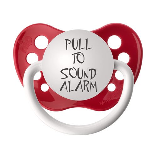 Personalized Pacifiers Pull to Sound the Alarm in Red