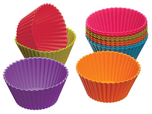 Kitchen Craft Colourworks Silicone Reusable Cupcake Cases, 7 cm - Pack of 12