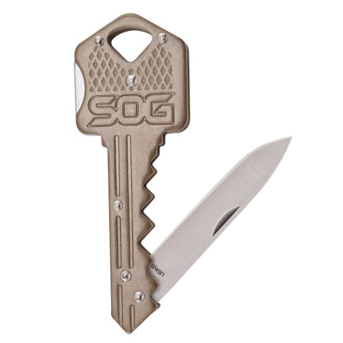 1 - SOG Folding Blade Key Chain Knife - Polished Satin