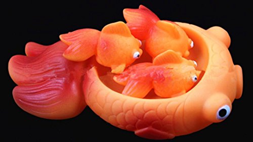 RJShop® Set of 4 Soft Float Baby Wash Toy Bath Sqeeze Sound Rubber Goldfish Floaties