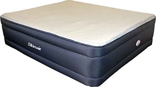 Altimair King Lustrous series Raised Fabric Air Mattress Airbed with Built in Memory Foam Topper, high-end Giga valve for ultra fast deflation, extra thick AATKRMFFV01