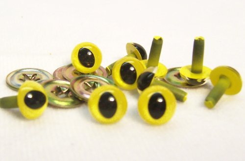 Sassy Bears 7.5mm Light Yellow Cat Reptile Safety Eyes for Bear, Doll, Puppet, Plush Animal and Craft - 10 Pairs