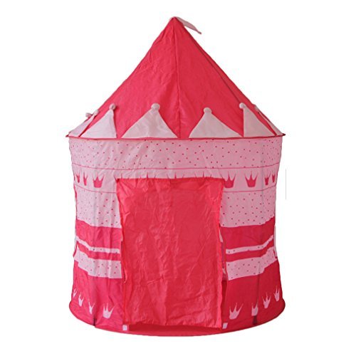 RioRiva Girl's Pink Princess Castle Play Tents Kids Foldable Tabernacle Travel Camping Indoor Outdoor Use